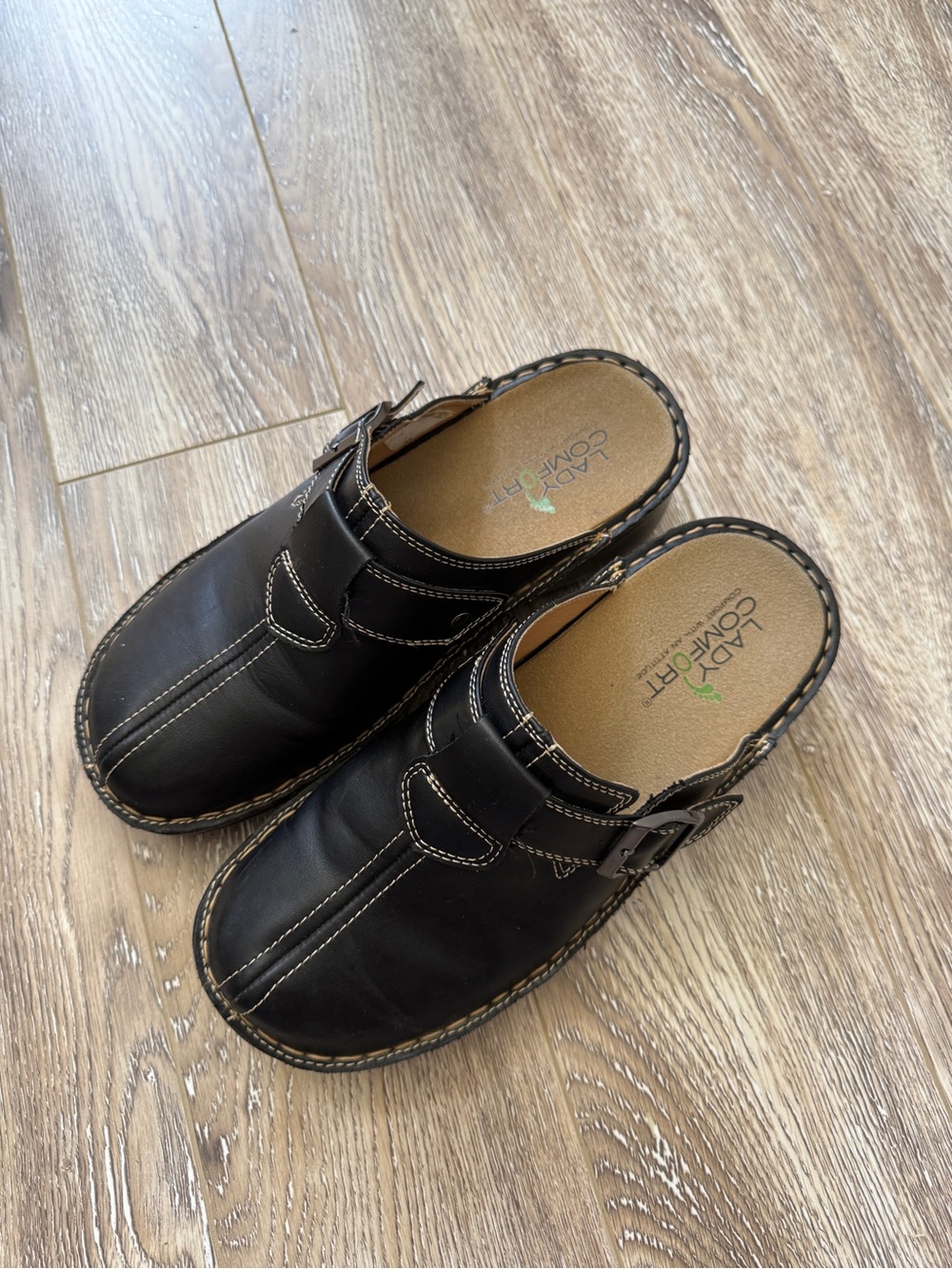 Classic Black Leather Mules with Buckle Detail - Picture 2 of 5